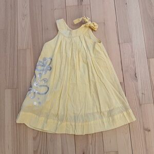Kids Yellow and Silver Sequence Dress